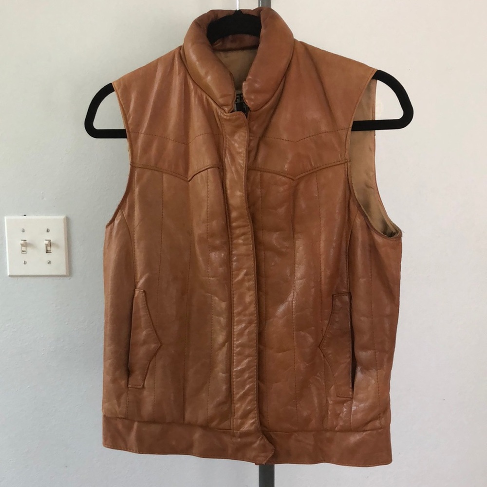 Camel leather Frye vest